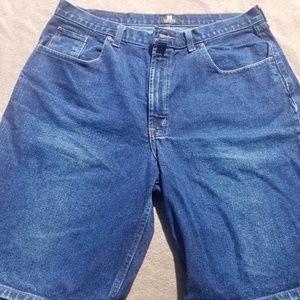 Vintage 90s Nautica Mens Blue Jean Denim Long Shorts Mens Size 38